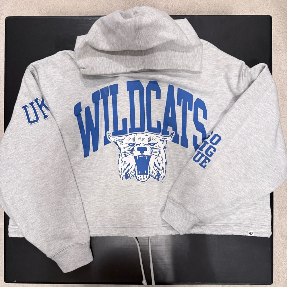 47 Brand Kentucky Wildcats Light Gray Crop Hoodie